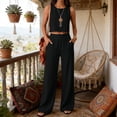 thumbnail image 5 of Pnnjnp 2 Piece Linen Set For Women Petite Linen Crop Top Work Sets For Women Cotton Gauze Loungewear Sets Cotton Sets For Women 2 Piece Vacation Clothes Linen Beach Set Boho, 5 of 8