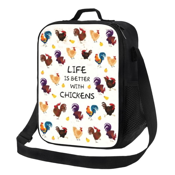 Chicken Lunch Bag Insulated Thermal Box with Shoulder Strap & Handle for Work and Picnic