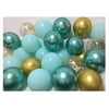 Pastel Balloons Mint Green Gold- Metallic Green Chrome Gold confetti Ballons for Birthday Baby Baptism Bridal Shower Wedding Graduation Party Decorations 12inch 60packs
