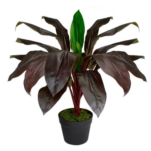 23 in. Artificial Dracaena Potted Plant Home Decor, Red & Green