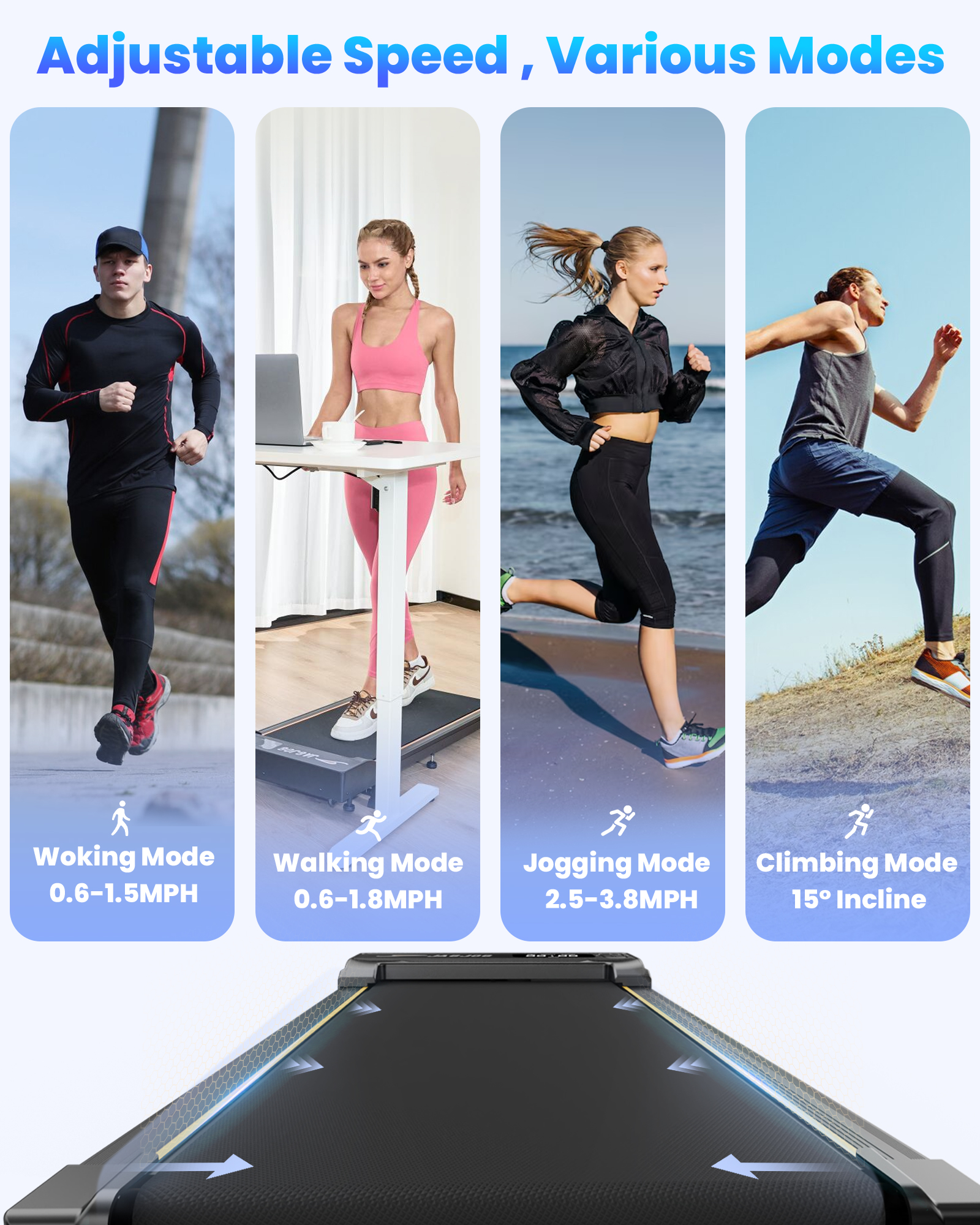 Patbrela 15° Incline Walking Pad with LED Display photo 4