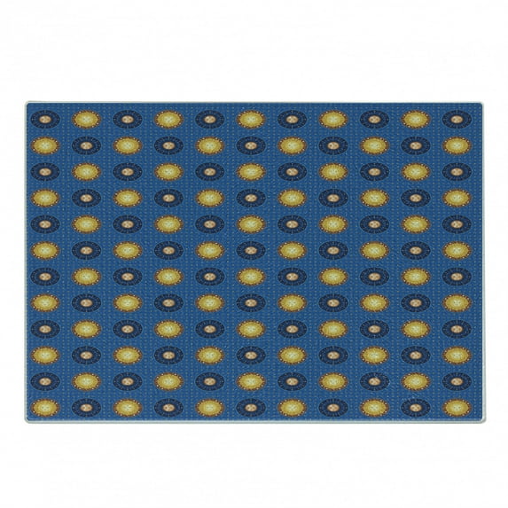 Astrology Cutting Board, Vintage Pattern with Celestial Elements Astronomic Ornaments, Decorative Tempered Glass Cutting and Serving Board, Small Size, Yellow Brown and Blue, by Ambesonne