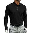 thumbnail image 2 of TBKOMH Men's Polo Shirts Long Sleeve Quick Dry Work Hiking Casual Collared Shirt Lightweight Breathable Active Pullover Tops for Fall Black L, 2 of 9