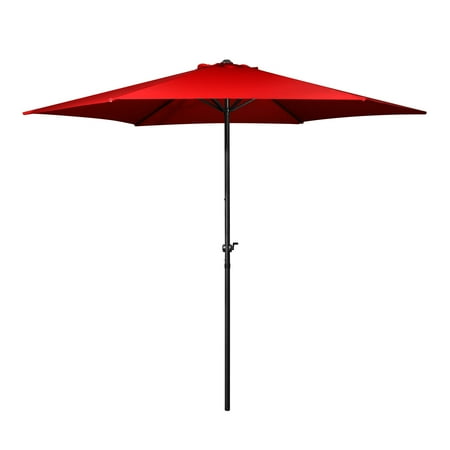 Round White Patio Table With Umbrella Hole Patio Umbrella 10 Feet - Portable Aluminum Outdoor Table Desk Umbrella Furniture with Hexagon Shape Polyester Cover 6 Steel Ribs Wind Vent for Market Beach Garden Backyard Pool Sunshine (Red) ()