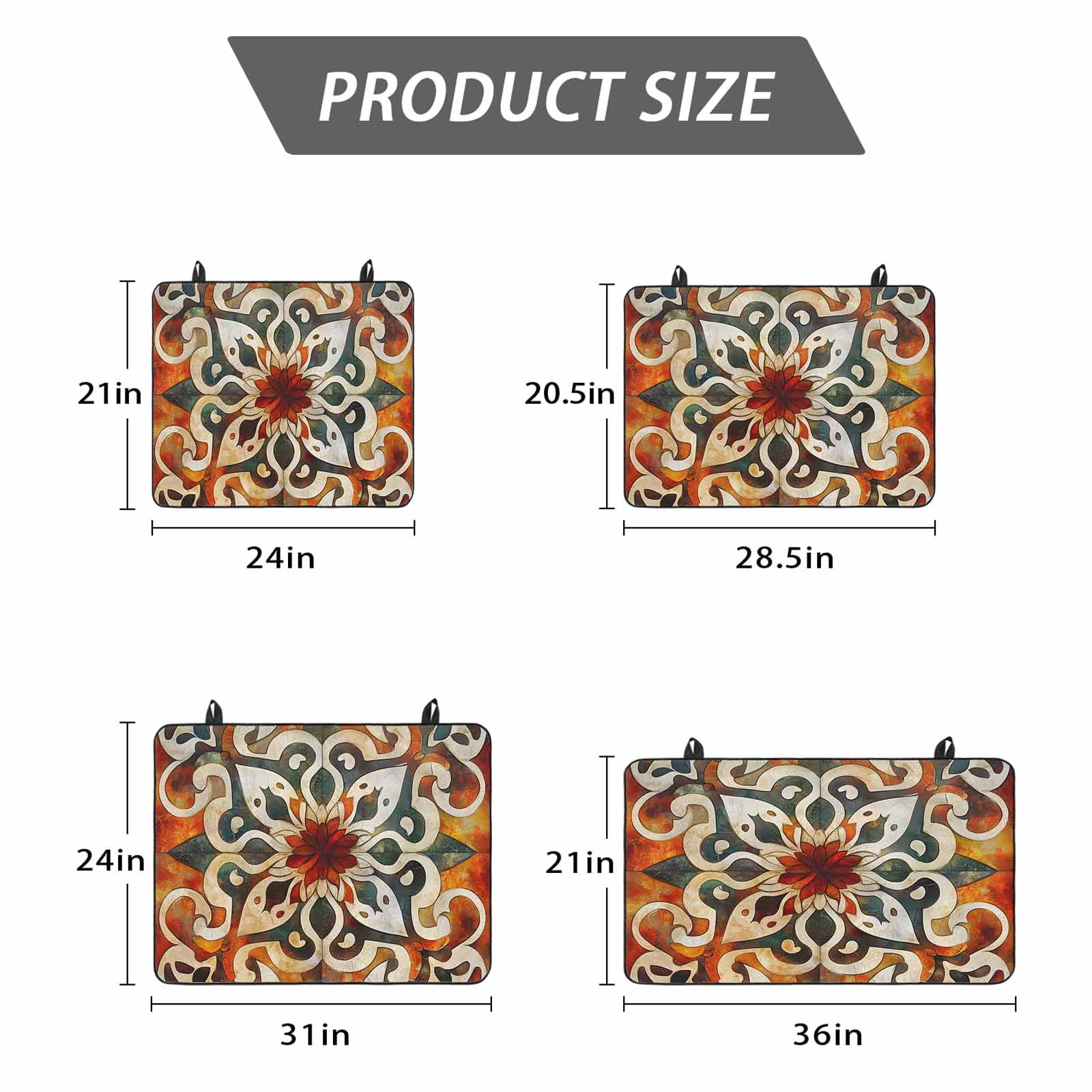 Burnt Orange Green Stove Top Cover for Electric Stove, Heat-proof & Non Slip Glass Top Stove Cover Protector, Vintage Abstract Flowers Kitchen Flat Cooktop Rubber Mat 24x21 Inches