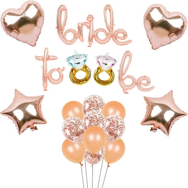 Kit de globos Bride to Be, oro rosa, 18 unidades, látex Mylar