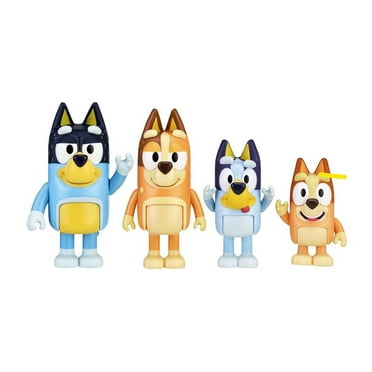 Bluey Family New Expression Figure 4-Pack, with Mum Dad Bingo Bluey, Ages 3 , Toddler Toys