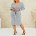 thumbnail image 3 of CNKOO Robes Élégantes pour Femmes Col en V Manches Chauve-Souris Dos Nu Fendu Robe Maxi avec Ceinture, 3 of 6