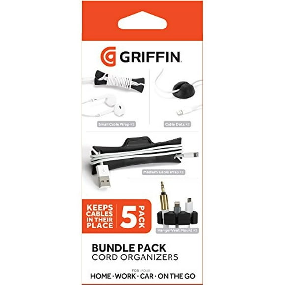 Griffin Ensemble de Gestion de Câbles pour Casques, Câbles de charge et Câbles USB - GC42960 (FR)