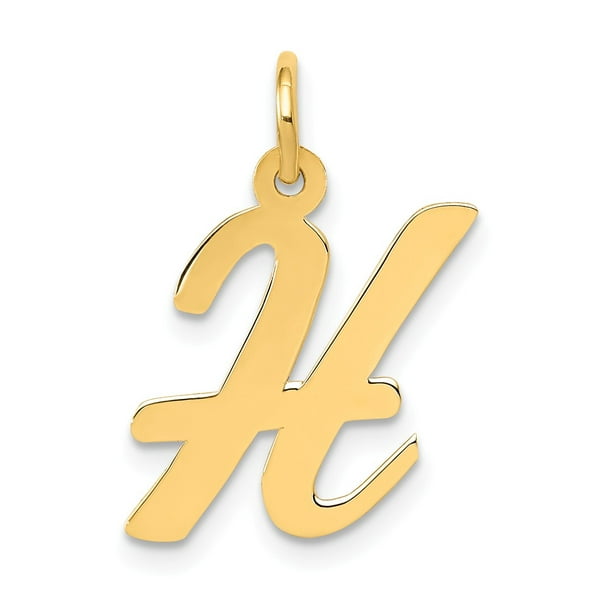 AA Jewels - Solid 14k Yellow Gold Medium Script Initial Letter H