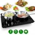 thumbnail image 1 of Dual Electric Induction Cooker Cooktop - 120V Portable Digital Ceramic Countertop Double Burner w/Kids Safety Lock - Works with Stainless Steel Pan & Other Magnetic Cookware - NutriChef PKSTIND48, 1 of 7
