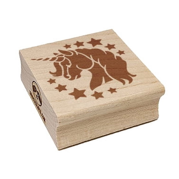 Magical Unicorn Head Square Rubber Stamp Stamping Scrapbooking Crafting - Small 1.25in