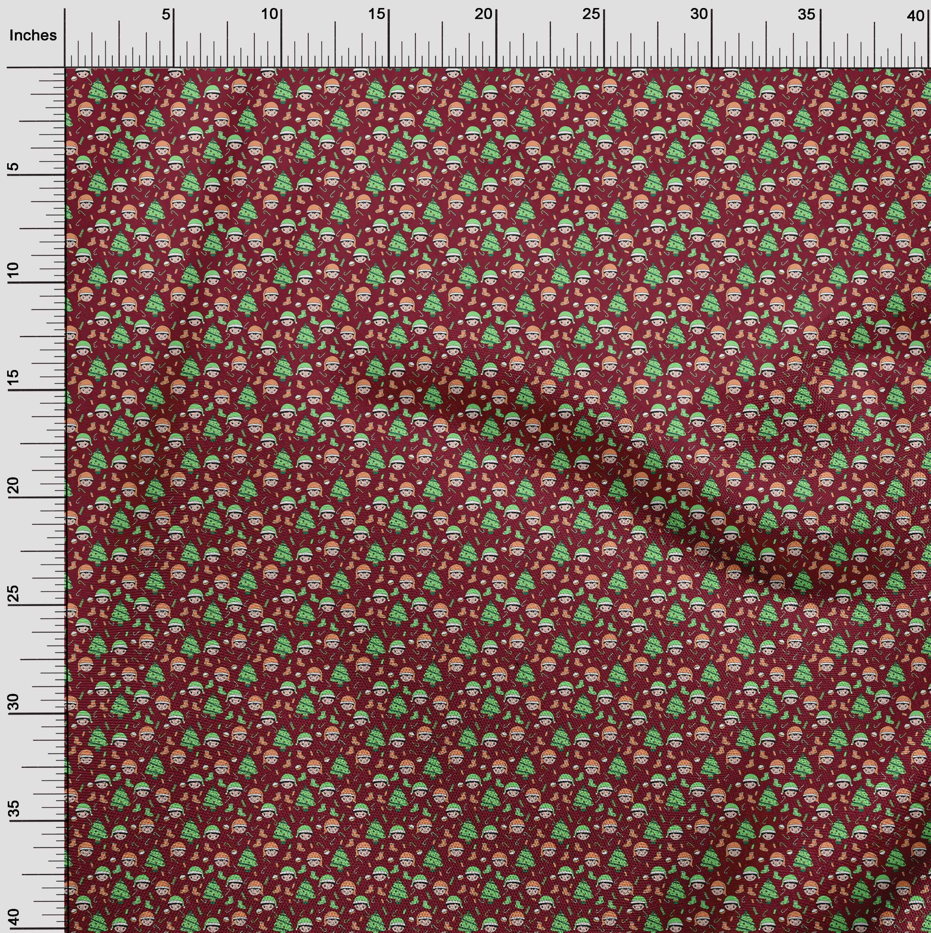 oneOone Georgette Viscose Maroon Fabric Christmas Sewing Fabric By The Yard Printed Diy Clothing Sewing Supplies 42 Inch Wide