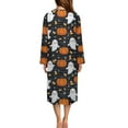 thumbnail image 2 of Xoenoiee Ghost Pumpkin Spider Candy Corn Print Zip Up Robes Nightgowns for Women Halloween Night Gown Long Sleeve Ladies Nightgowns Round Neck Sleepwear Sleep Dress, Size L, 2 of 7