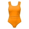 thumbnail image 4 of shoper Girls One Piece Swimsuits, Bathing Suit Solid Swimsuits Sleeveless Back Cutout and Ruffle Detail Girls' Swimwear for 7-16 Years, 4 of 7
