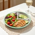thumbnail image 7 of Hyknon 304 Stainless Steel Divided Plate, 3Compartment 8 Inch Round Dinner Plates, Detachable Silicone Suction Base Non-slip Meal Trays, Heat Insulated Food Tray for Diet Food Office Home Adult Green, 7 of 7