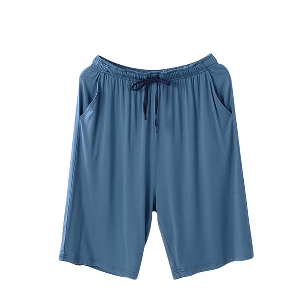 pstuiky Pantalones cortos para hombre, Pijamas de color liso para hombre, pantalones cortos finos y de gran tamaño que se pueden usar externamente. Pantalones cortos para correr para hombre