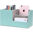 thumbnail image 1 of KINGFOM Multifunctional PU Leather Desk Organizer Pen Holder Brush Pot Pen Container Home School Office Stationery Storage Box Office Suppllies Business Cards Remote Control Pencil Holder Mint Green, 1 of 9