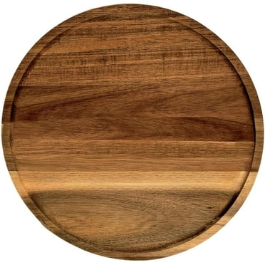 Siloon 10 Inch Round Wooden Decorative Serving Tray for Coffee Table and Home Decor, Round Wood Tray for Table Centerpiece, Small Candle Tray, Acacia, Appetizer Charcuterie Board