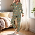 thumbnail image 3 of DISNIMO Women's 2 Piece Lounge Sets Turkey Pumpkin Printed Long-Sleeve Pajama Sets with Pocket Button Down Sleepwear with Matching Long Pants, 3 of 7