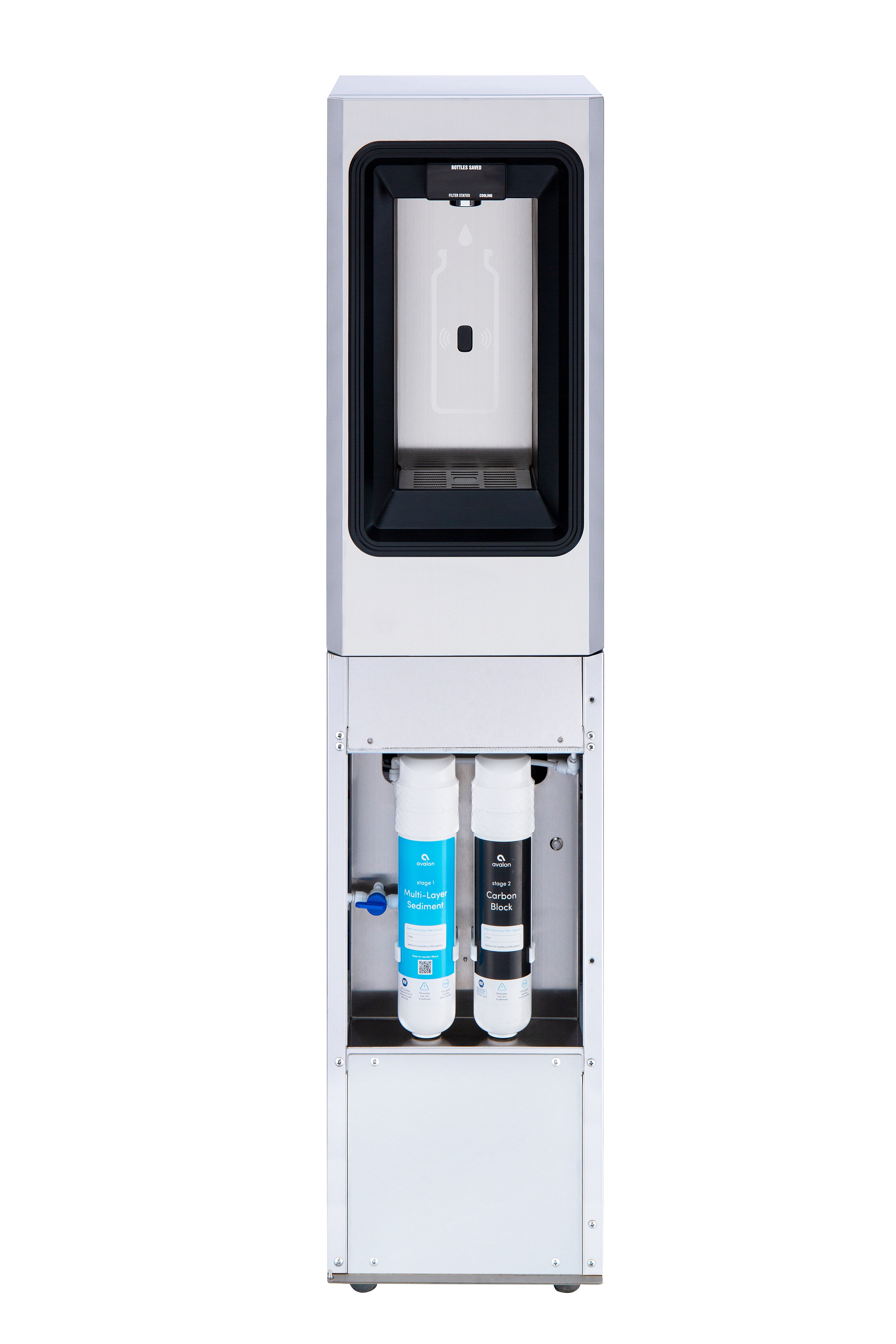 Avalon Freestanding Bottle Filler, High Capaciy Cooling, Sensor Dispensing, UV Cleaning, Digital Bottle Counter Display, Dual Filtration, Wifi Enabled, UL Listed