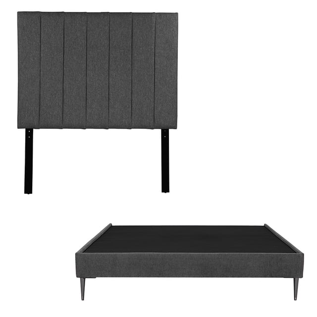 Box Base Cama Slim Matrimonial+ Cabecera Argos Gris Carbon