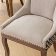 thumbnail image 3 of PORKISS Dining Chairs Set of 2, Thickened Fabric Chairs with Solid Wood Legs, Modern Upholstered Dining Chairs, Beige and Patterned, 3 of 12