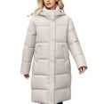 thumbnail image 3 of Pounoo Long Puffer Jackets for Women Thickened Quilted Hooded Jacket Padded Warm Winter Thick Coat with Pockets, 3 of 7