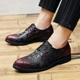thumbnail image 4 of Men's Alligator Print Leather Lace Up Oxford Shoes Classic Modern Formal Dress Shoes Wedding Shoes, 4 of 10