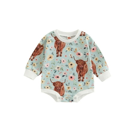 

Bagilaanoe Newborn Baby Girl Oversized Romper Sweatshirt Long Sleeve Bodysuit Floral Print Pullover 6M 12M 18M 24M Fall Tops