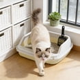 thumbnail image 3 of RKSTN Cat Litter Box Semi-Enclosed, Splash-Proof Cat Poop Basin, Cat Potty Light Yellow, 3 of 5