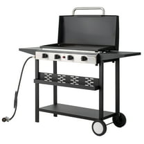 Ktaxon 4 Burner Propane Griddle Flat Top Gas Grill 40000 BTU with Lid,Ceramic Coated Cast Iron Pan,Side Shelves,Spice Rack,Wheels