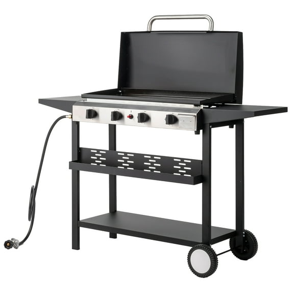 Zintown Propane Griddle Table Top Grill Camping Griddle Portable with 4 Burner