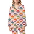 thumbnail image 4 of Gunia Halloween Pajamas For Teen Girls 2 Piece Notch Collar Button Up Long Sleeve Tops With Pants Casual Home Outfit Pjs Sleepwear Pink 13-14 Years, 4 of 5
