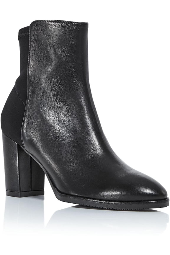 Womens Harper Leather Block Heel Ankle Boots
