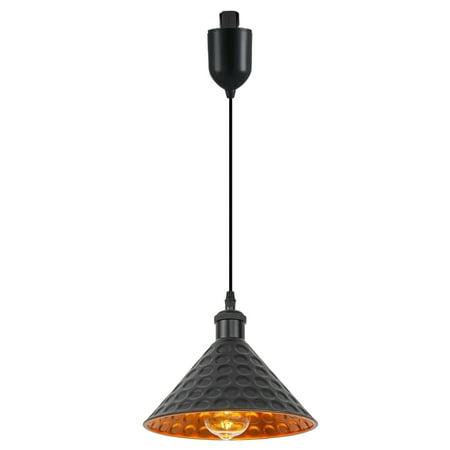 

Kiven J-Type Track Lighting 1-Light Modern Juno Track Pendant Light with Built-in Cable Wrapper J Track Light Pedant Adjustable Length for Kitchen Shop Black Finish Gold Innner