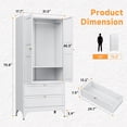 thumbnail image 3 of STANI Metal Wardrobe Closet with 2 Drawer, 71"H White Armoire Wardrobe Cabinet with Hanging Rod, Clothes Storage Organizer Cabinets for Bedroom, Bathroom, Office, 3 of 12