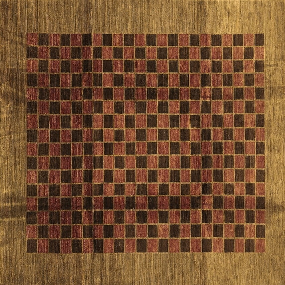 Ahgly Company Indoor Square Abstract Brown Contemporary Area Rugs, 6' Square