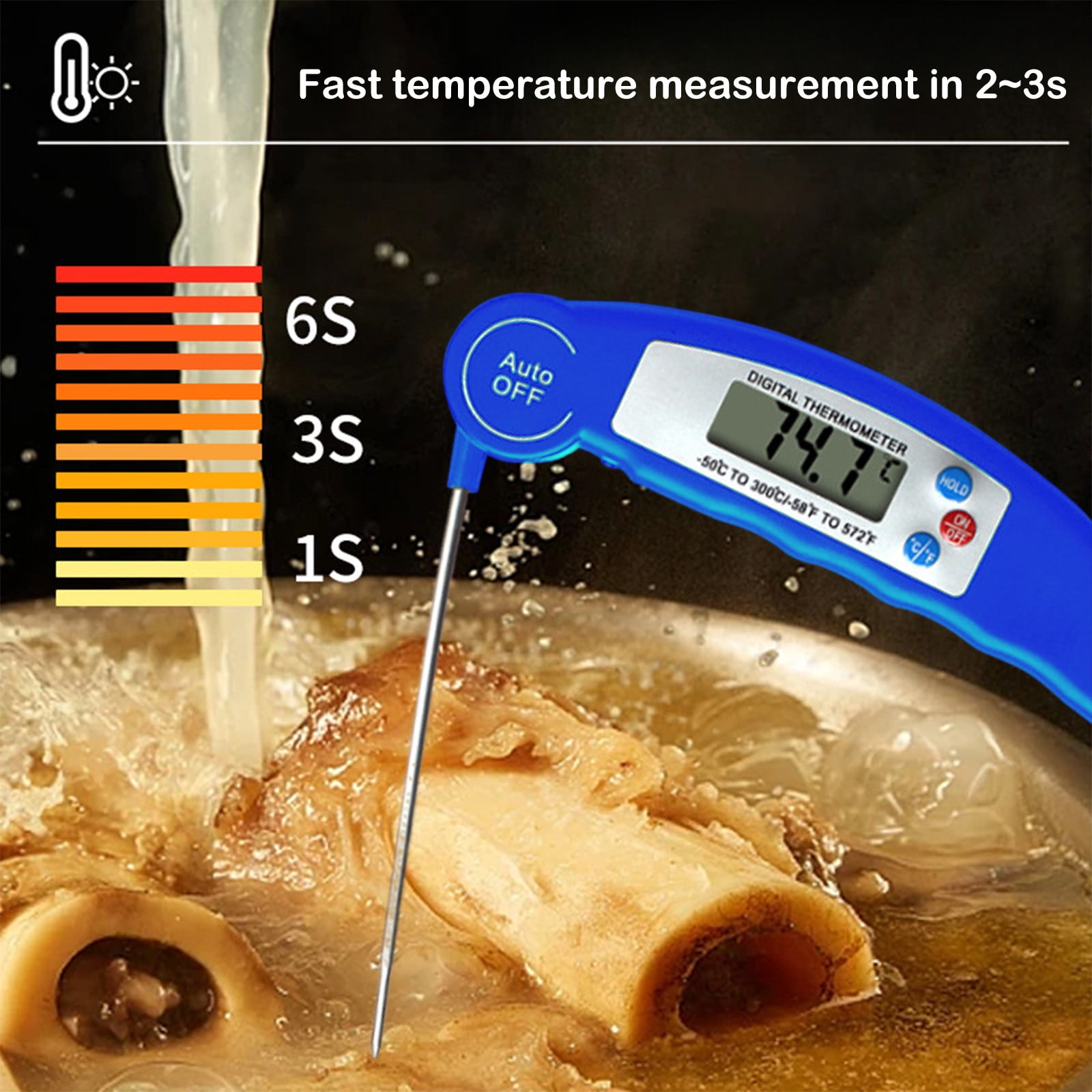 TaTaai 5Pcs Meat Thermometer Digital for Cooking & Baking, Grilling Wireless Food Thermometer Probe for Temperature, Liquids, BBQ, Smoking, Chicken, Steak, Kitchen Gadgets & Grilling