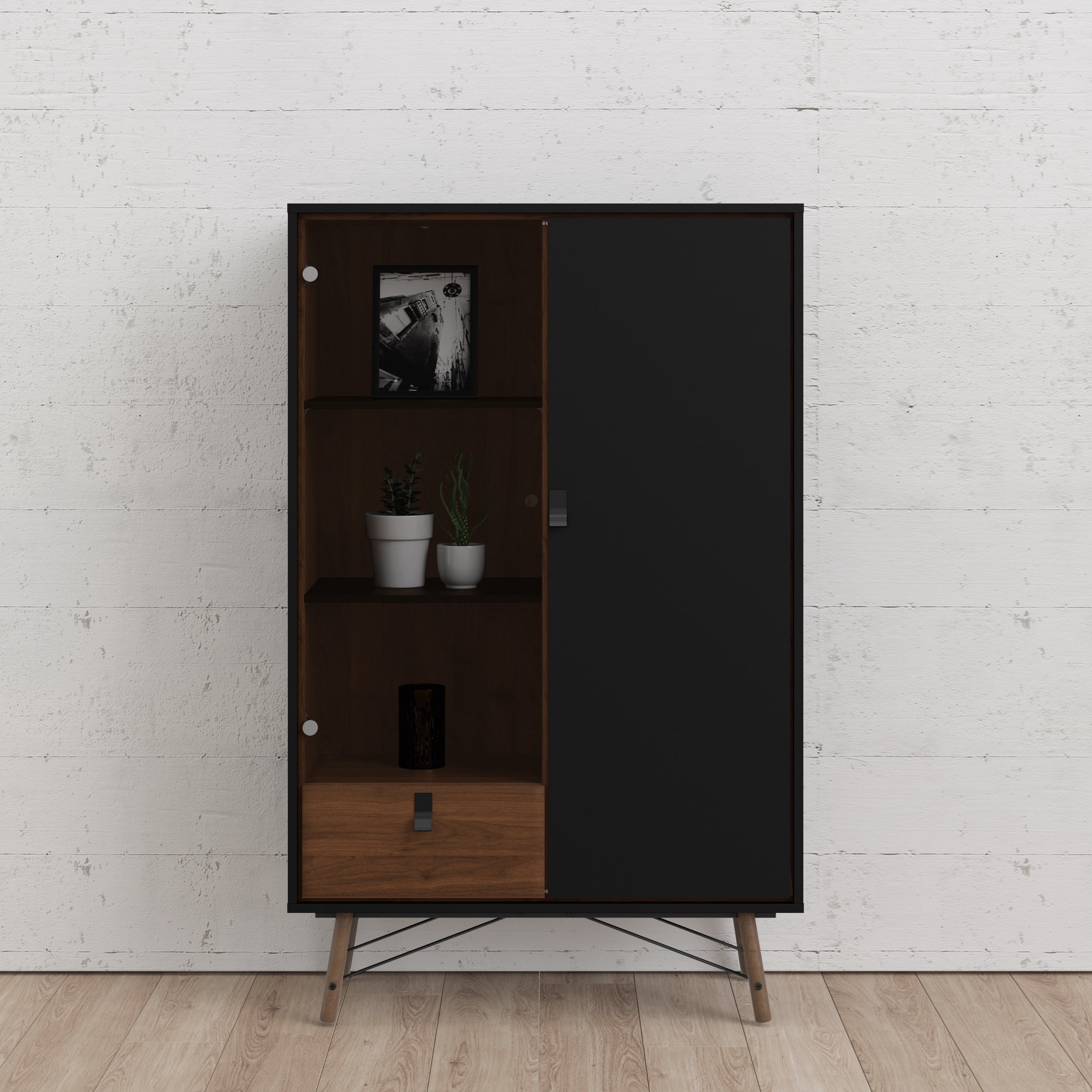Ry 1 Drawer China Cabinet with 1 Door & 1 Glass Door