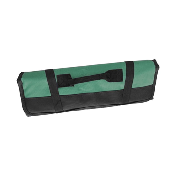 Bolsa de herramientas enrollable resistente al agua con 22 bolsillos y organizador de herramientas multifunción. Verde