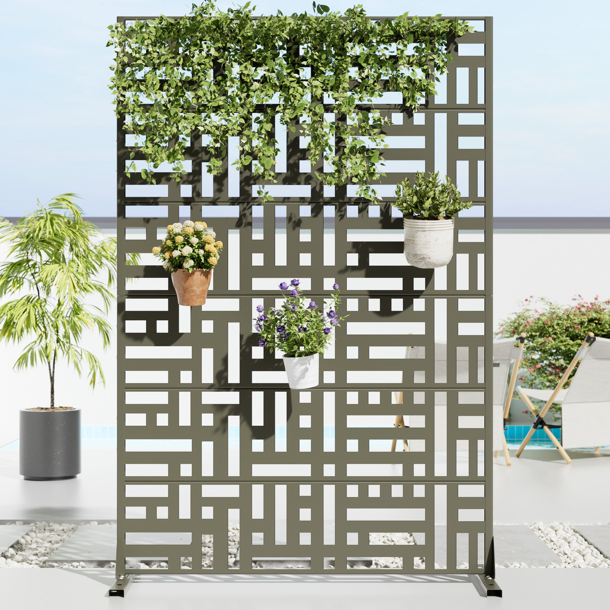 MAYEERTY 72×47 6 Panels Olive Gray Galvanized Steel Screen