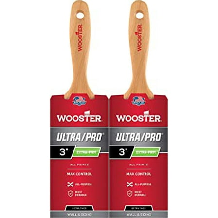 Wooster Genuine 3" Ultra/Pro Extra-Firm Extra-Thick Flat Paintbrush 2-Pack # 4156-3-2PK