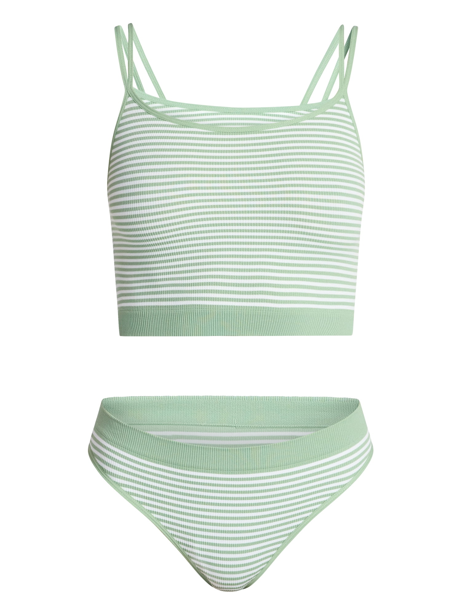 No Boundaries Seamless Cami Bra and Thong Panties Set, 2 Piece, Women's XS-XXXL