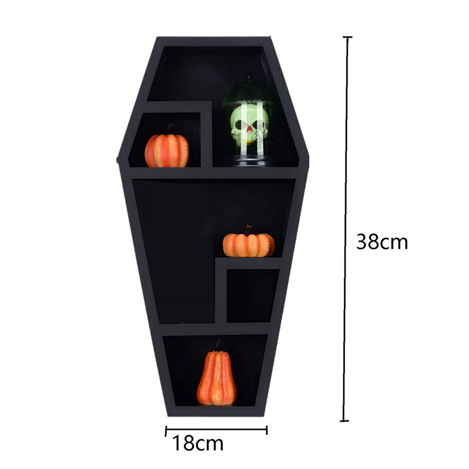 Coffin Shelf - Solid PVC Black Floating Wall Shelves for Home Bedroom Living Room Bathroom Spooky Gothic Decor