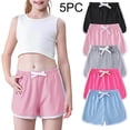 thumbnail image 1 of MKOSPLRT 5 Pack Track Shorts for Kids Elastic Waist Drawstring Running Shorts Solid Color Lounge Athletic Shorts for 12M-11 Years, 1 of 9