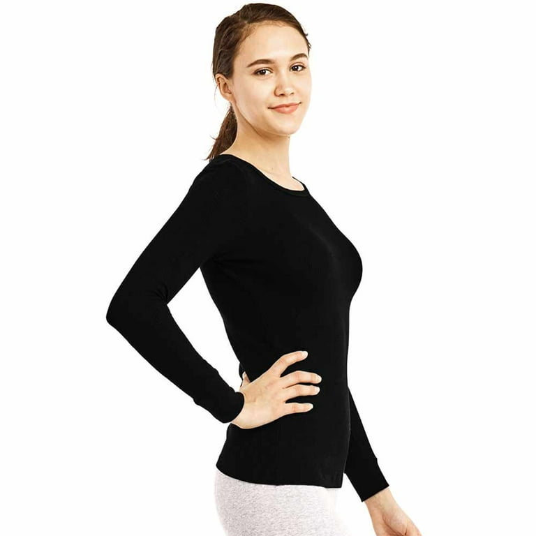Comfort Choice Women's Plus Size Thermal Waffle Crewneck Long-Sleeve Top  Long Underwear Top - 1X, Black in Dubai - UAE