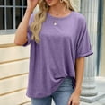 thumbnail image 4 of Elabch Womens Oversized T Shirts Short Sleeve Crewneck Summer Tops Casual Loose Basic Tee Shirts 2025 Trendy Clothes Purple XL, 4 of 7