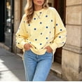 thumbnail image 6 of Vynhevius Women's Polka Dot Sweatshirt Crew Neck Long Sleeve Side Split Loose Fit Casual Pullover Tops, 6 of 8