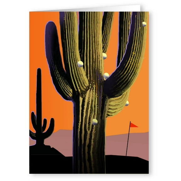 Stonehouse Collection | Funny Golf Note Card Set for Arizona | Golf Balls in Cactus Note Card | 10 Boxed Golfing Cards & Envelopes